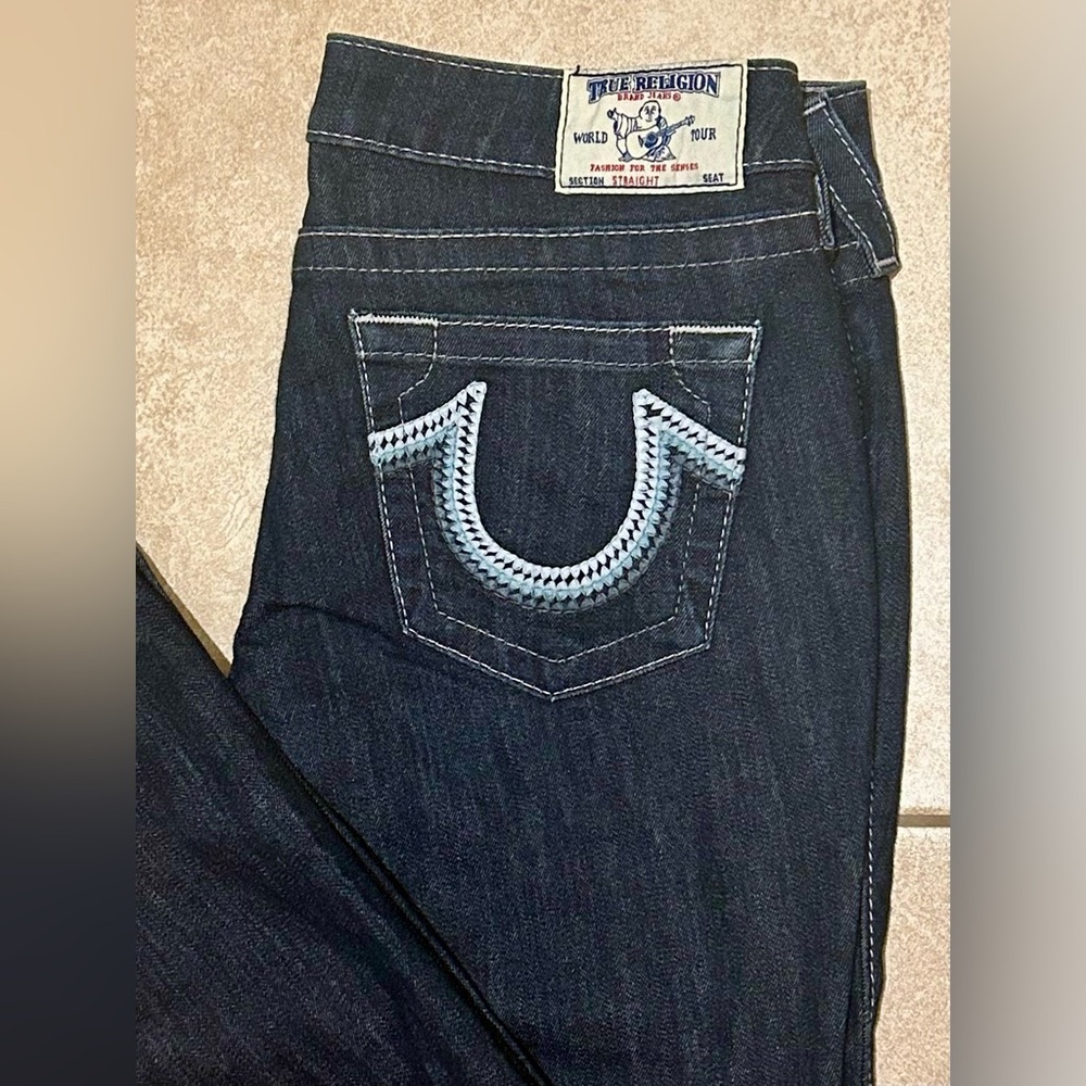 True Religion Straight Women’s Jeans 27 or 30x33 Multi Embroidered Pocket